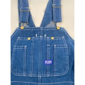 Men's NEW Big Smith Blue Denim Relaxed Fit Bib Overalls W/ Gold Fixtures 38x32